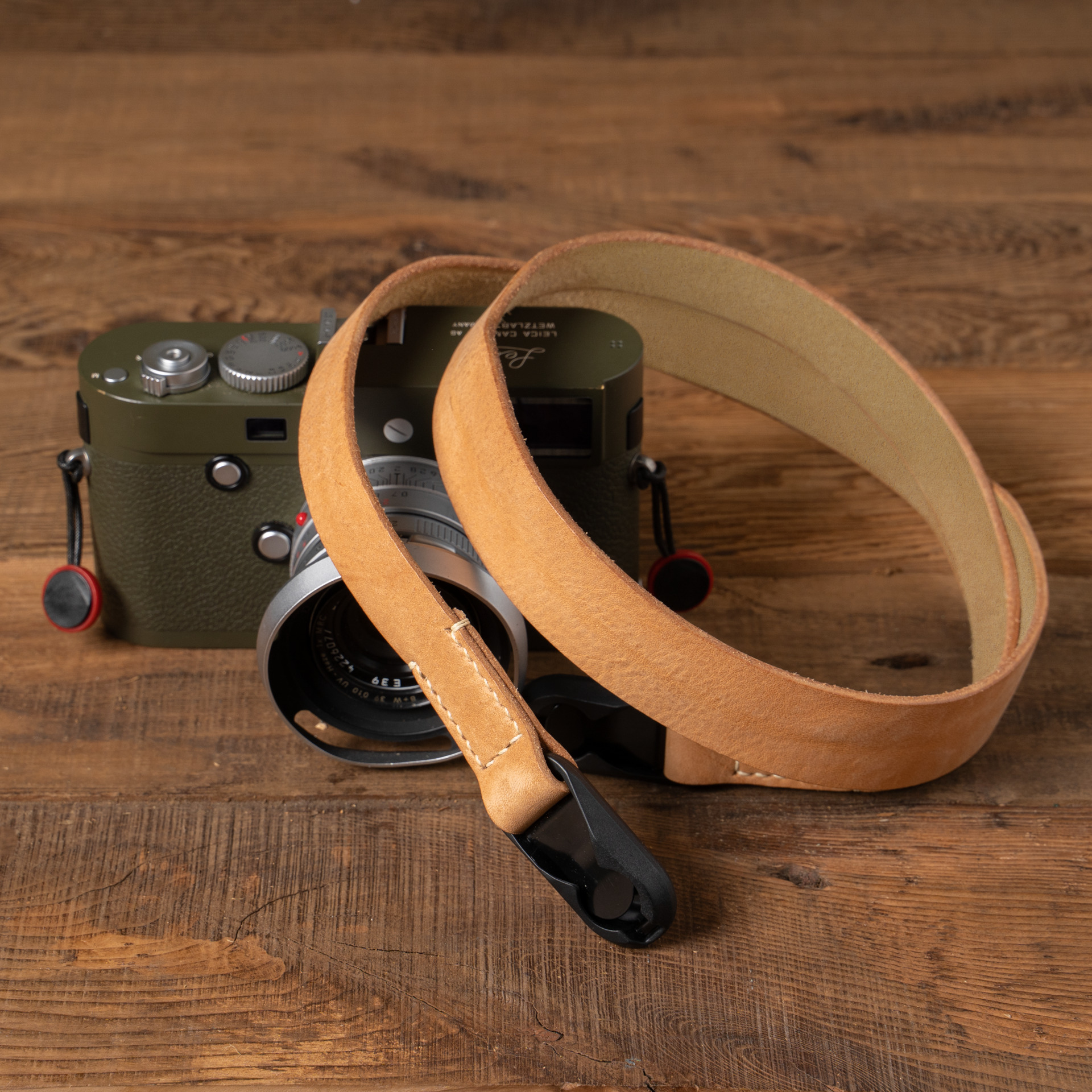 Full Leather Camera Neck Strap 007 Tapered (Peak Design Anchor Link)